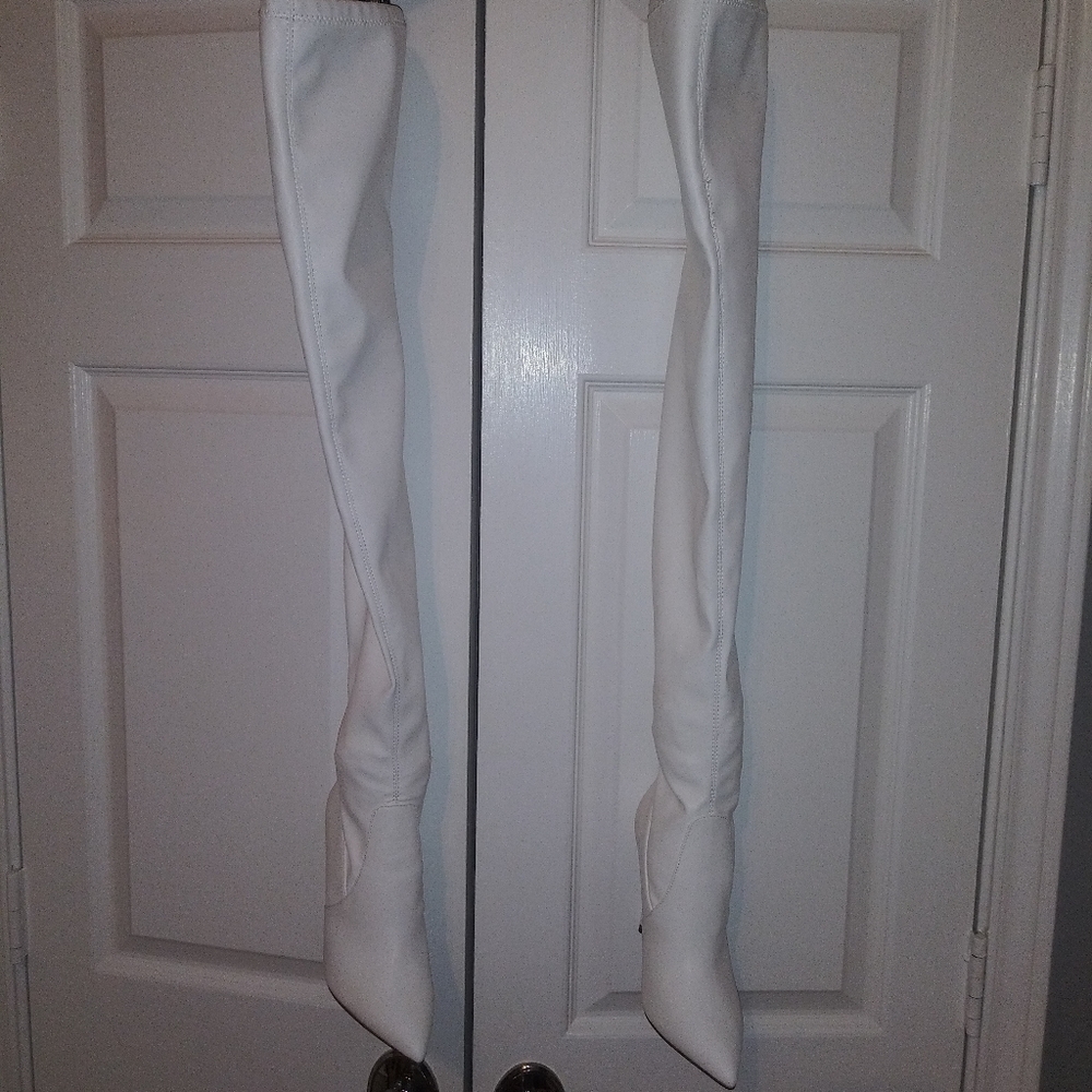 Steve Madden over the knee White boots